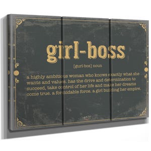 Girl-boss Word Definition Wall Art - Gift for Girlboss Dictionary Artwork