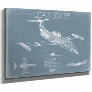 Learjet 35 Aircraft Blueprint Wall Art - Original Airplane Print