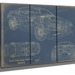 Vintage 2004 Mustang Mach 1 Car Model Print, Gifts for Him, Original