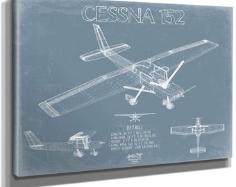 Cessna 152 Aircraft Blueprint Wall Art - Original Airplane Print