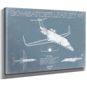 Bombardier Learjet 45 Aircraft Blueprint Wall Art - Original Airplane Print