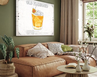 Old Fashioned Cocktail Recipe Wall Art - Beverage Artwork