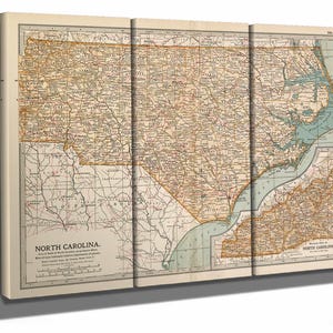 Framed North Carolina Vintage Map - Ornate Embellishment Frame with Print