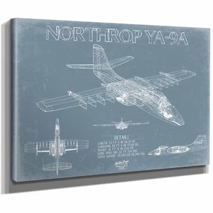 Northrop YA-9A Aircraft Blueprint Wall Art - Original Fighter Plane Print