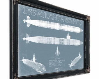 USS Atlanta (SSN-712) Blueprint Wall Art - Original Submarine Print