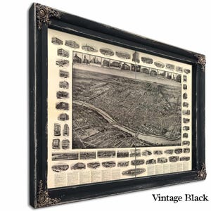 Art mural carte du Nouveau-Brunswick, New Jersey, 1910 vintage - Art sur toile vue plongeante sur la ville