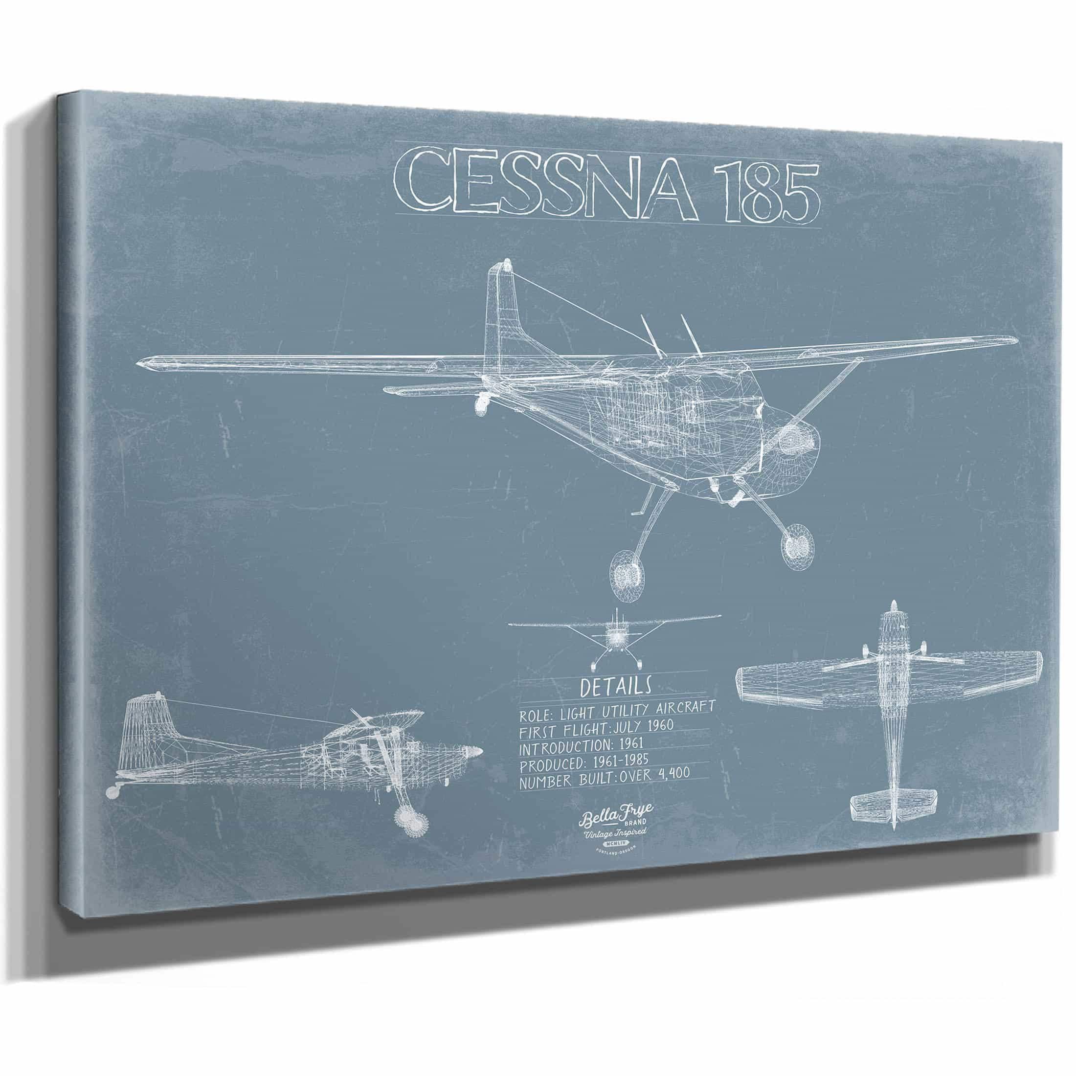 Cessna 185 Skywagon Aircraft Blueprint Wall Art - Original