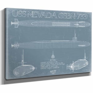 USS Nevada (SSBN-733) Blueprint Wall Art - Original Submarine Print