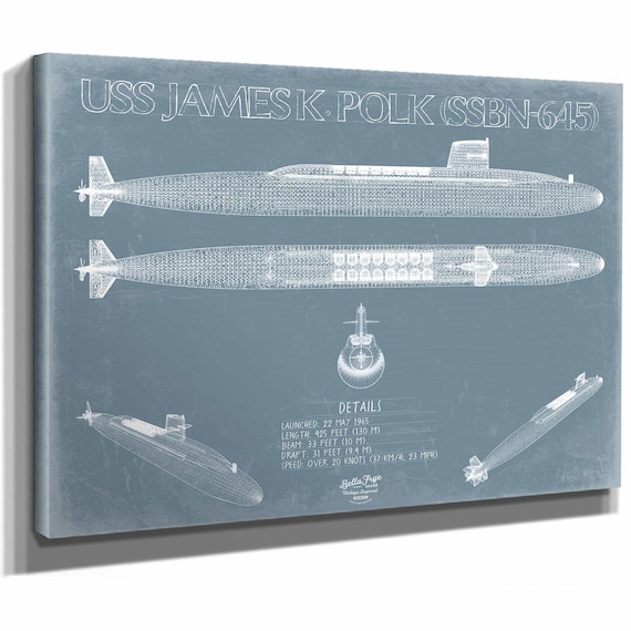 USS James K. Polk (SSBN-645) Blueprint Wall Art - Original