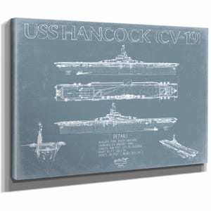 USS Hancock (CV-19) Blueprint Wall Art - Original Carrier Print