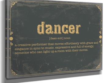 Dancer Word Definition Wall Art - Gift for Dancer Dictionary Artwork