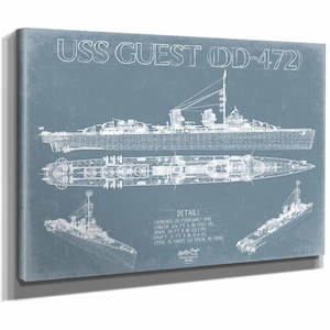 USS Guest (DD-472) Blueprint Wall Art - Original Destroyer Print