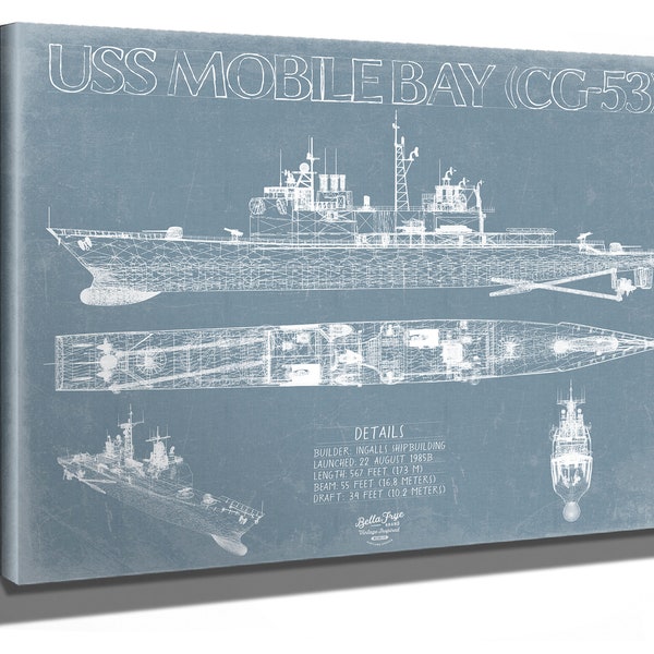 USS Mobile Bay (CG-53) Blueprint Wall Art - Original Cruiser Print