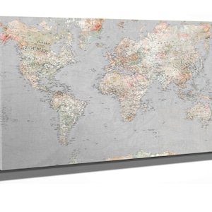 Large World Map Wall Art - Original Canvas World Map with Pushpins 5