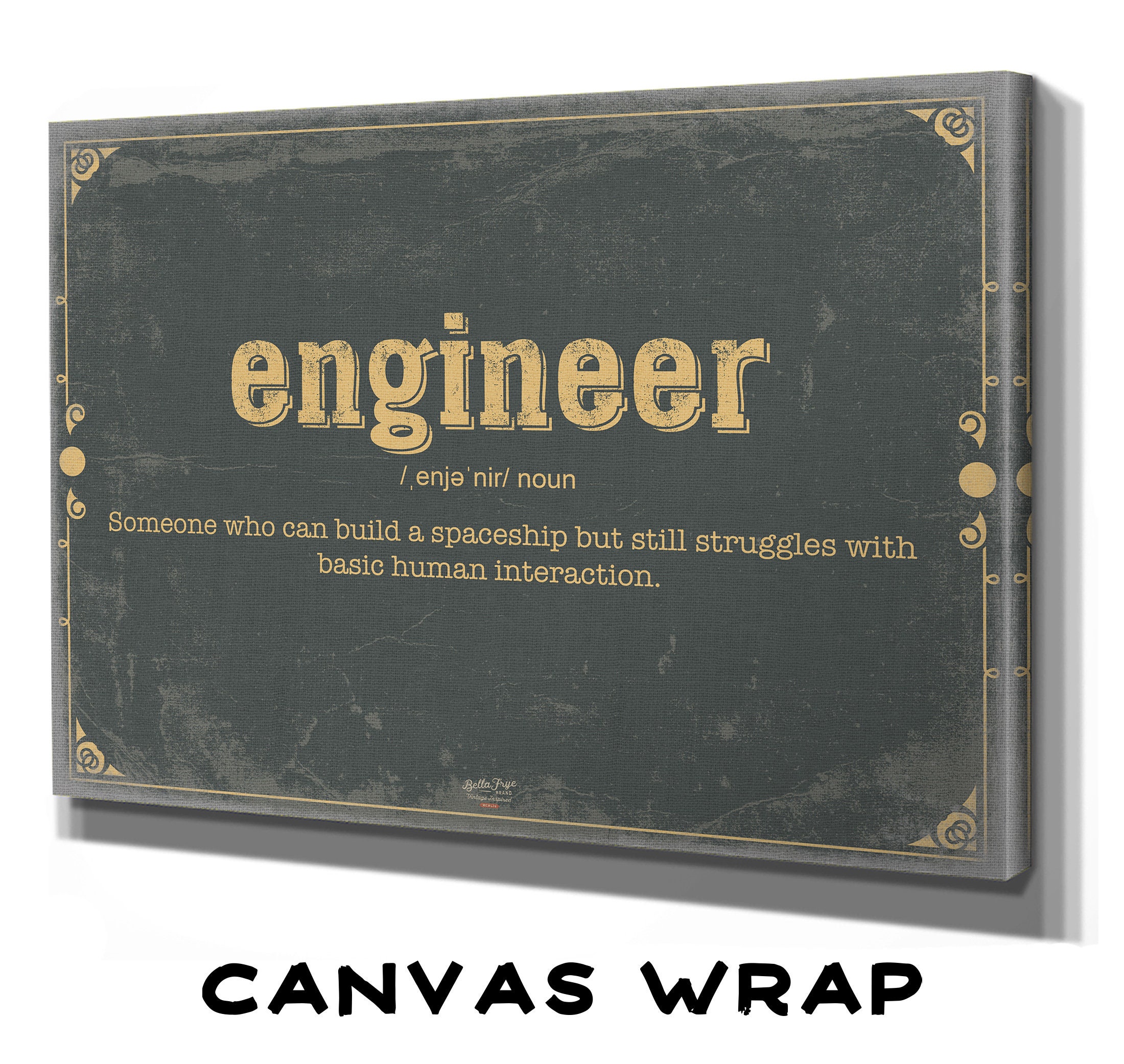 Engineer Word Definition Wall Art - Gift for Engineer Dictionary Artwork