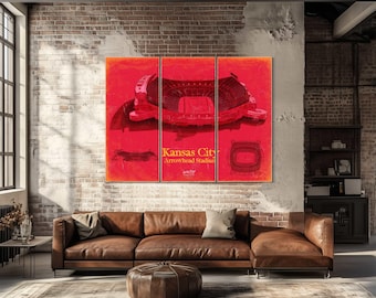 Arrowhead Stadium Wall Art - Kansas City Chiefs Blueprint Football Stadium Print