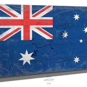 Vintage Australia Wall Art - Australian Flag Sign on Canvas image 1