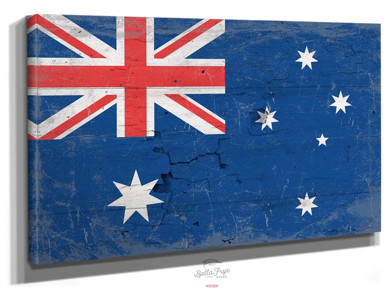 Vintage Australia Wall Art - Australian Flag Sign on Canvas image 1