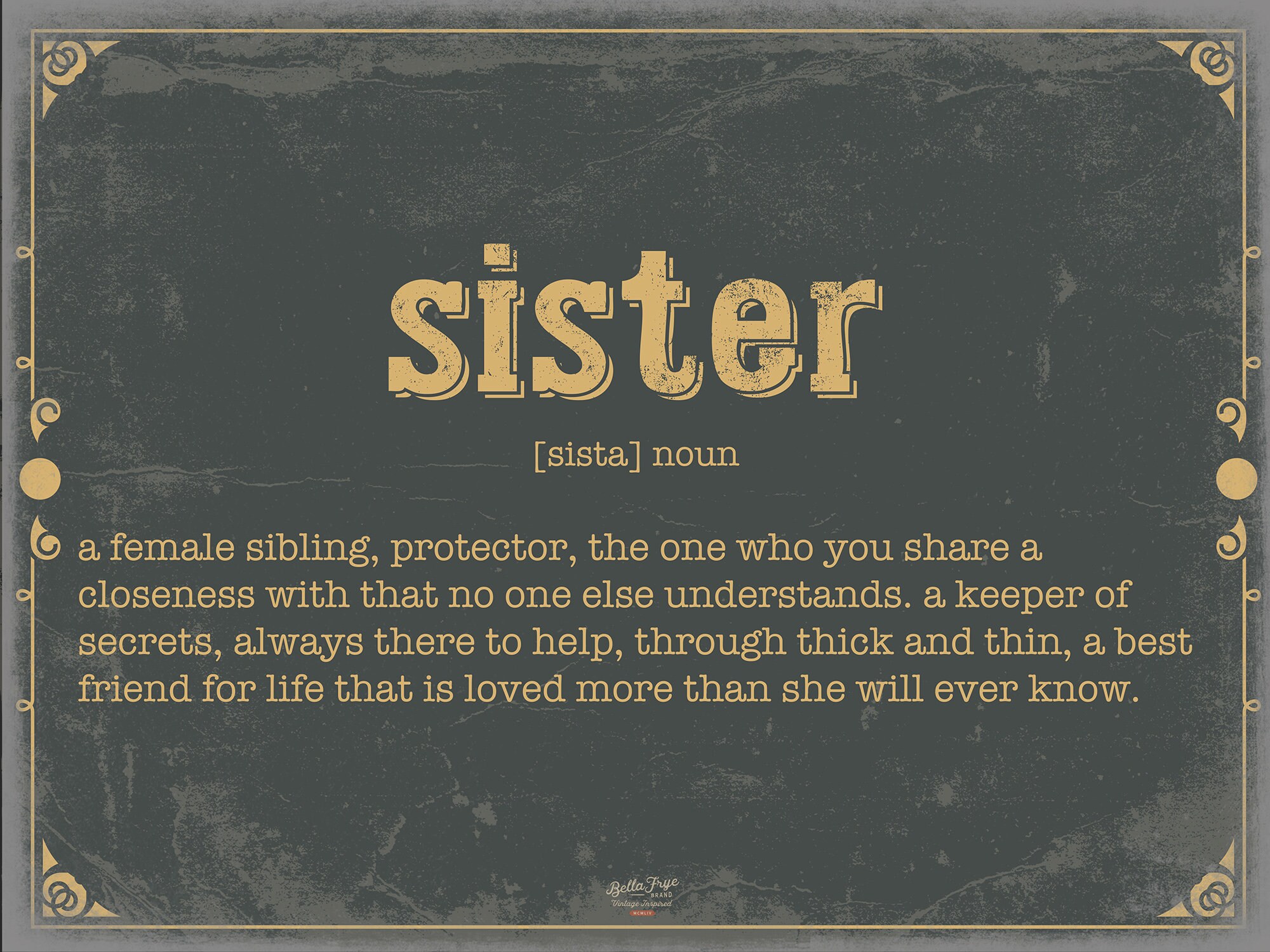 Sister Word Definition Wall Art Gift for Sister Dictionary - Etsy
