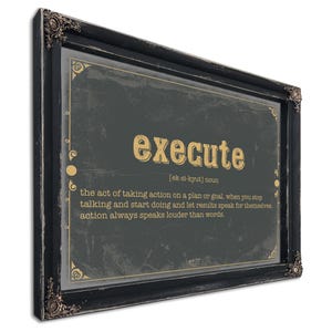 Execute Word Definition Wall Art - Gift for Strength Dictionary Artwork