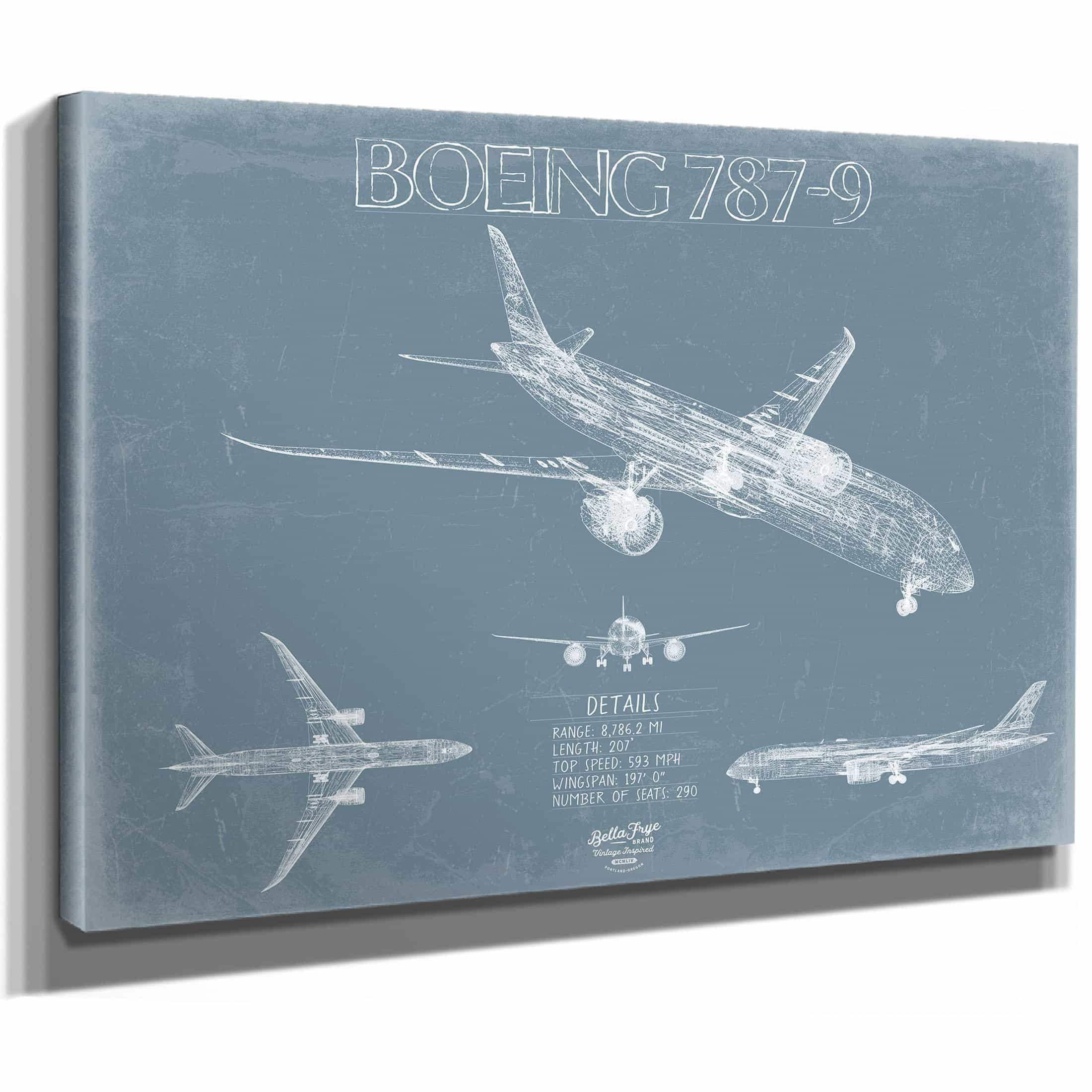 Buy Boeing 787-9 Aircraft Blueprint Wall Art - Original Aviation Plane  Print Online in India - Etsy