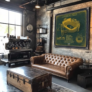 a living room filled with furniture and a painting