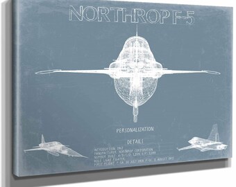Northrop F-5 Aircraft Blueprint Wall Art - Original Fighter Plane Print