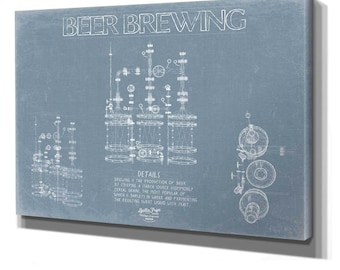 Beer Brewing Blueprint Wall Art - Original Beermaking Print