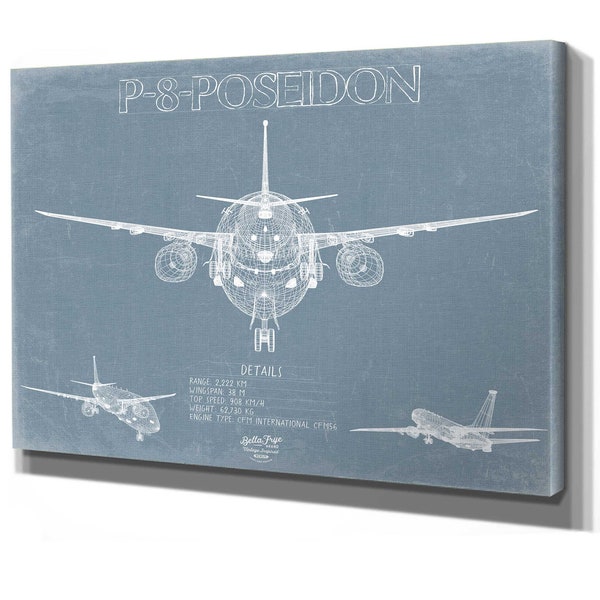 P-8 Poseidon Aircraft Blueprint Wall Art - Original Airplane Print