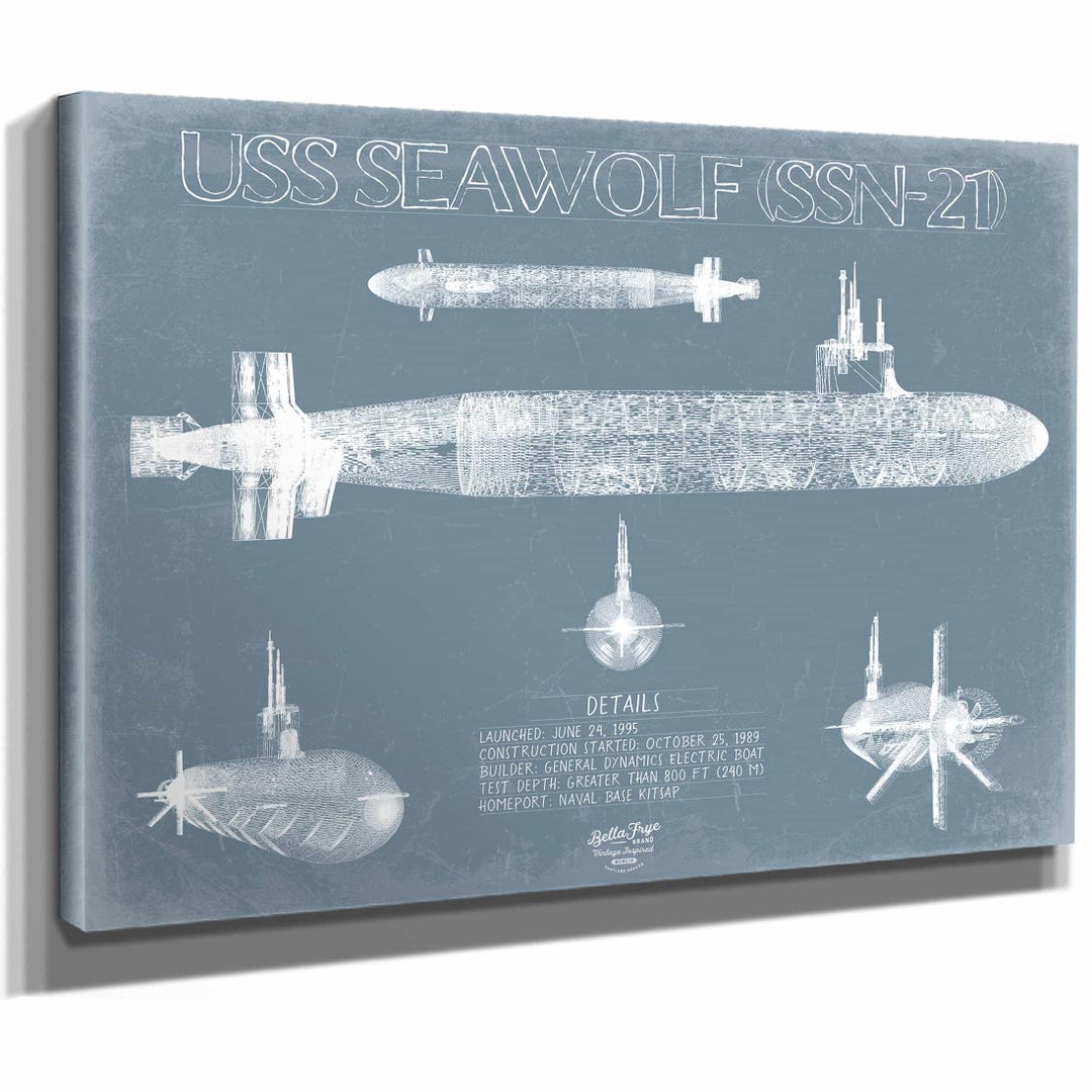 USS Seawolf (SSN-21) Blueprint Wall Art - Original Submarine Print