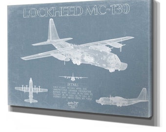 Lockheed MC-130 Aircraft Blueprint Wall Art - Original Military Plane Print