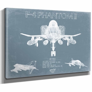 F-4 Phantom II Aircraft Blueprint Wall Art - Original Fighter Plane Print