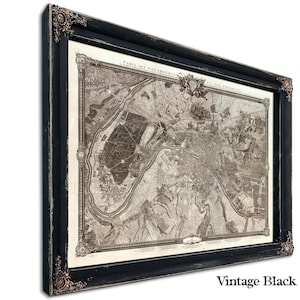Framed Paris Vintage Map - Ornate Embellishment Frame with Print