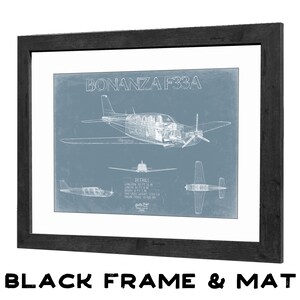 Beechcraft Bonanza F33A Aircraft Blueprint Wall Art - Original Aviation ...