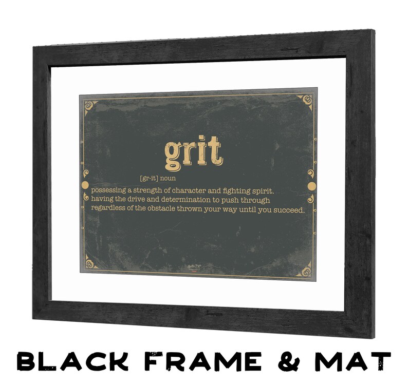 Grit Word Definition Wall Art Gift for Grit Dictionary Etsy
