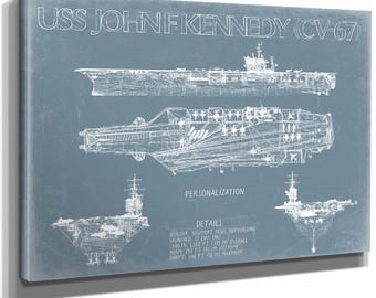USS John F. Kennedy (CV-67) Blueprint Wall Art - Original Carrier Print