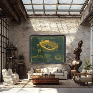 a living room filled with furniture and a painting on the wall