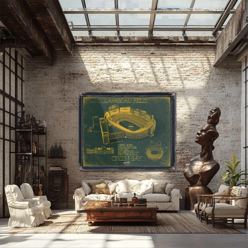 a living room filled with furniture and a painting on the wall