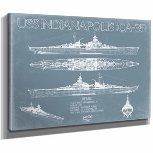 USS Indianapolis (CA-35) Blueprint Wall Art - Original Cruiser Print