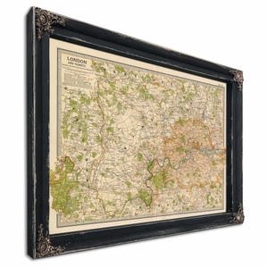 Framed London Vintage Map - Ornate Embellishment Frame with Print