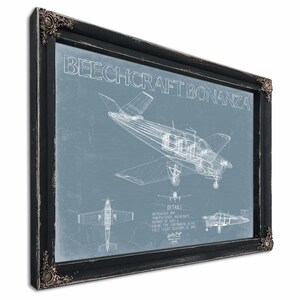 Beechcraft Bonanza Aircraft Blueprint Wall Art - Original Aviation ...