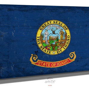 Idaho Flag Wall Art - Vintage State of Idaho Sign with Weathered Wood Look