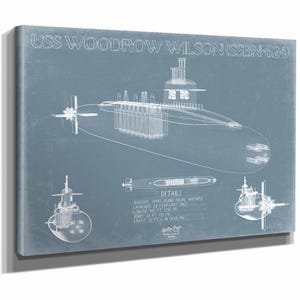 USS Woodrow Wilson (SSBN-624) Blueprint Wall Art - Original Submarine Print