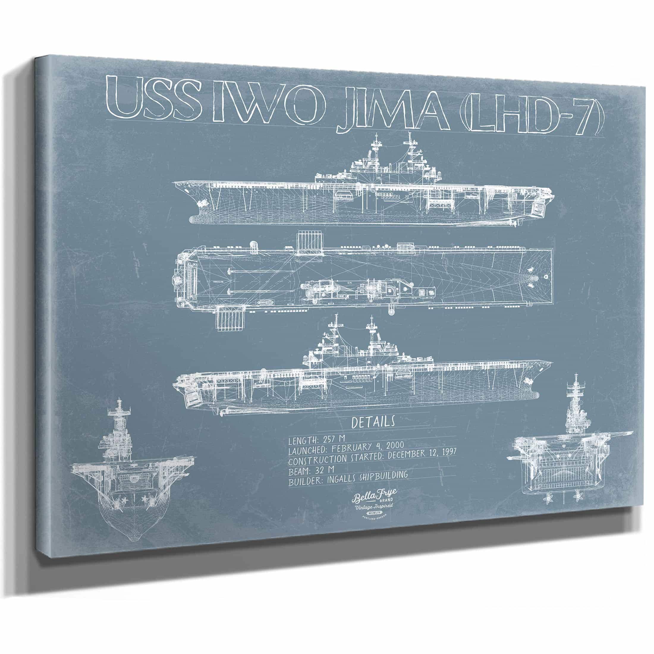 USS Iwo Jima (LHD-7) Blueprint Wall Art - Original Amphibious