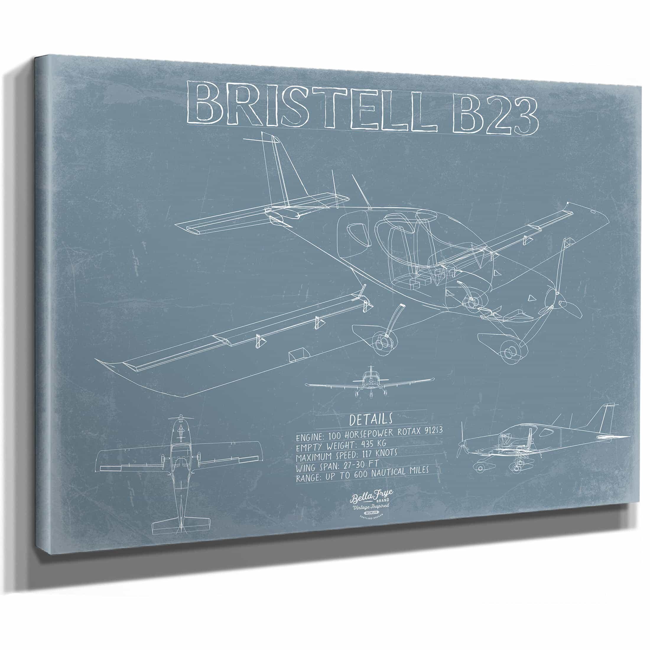 Bristell B23 Aircraft Blueprint Wall Art - Original Airplane Print