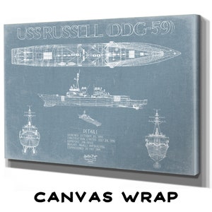 USS Russell (DDG-59) Blueprint Wall Art - Original Destroyer Print