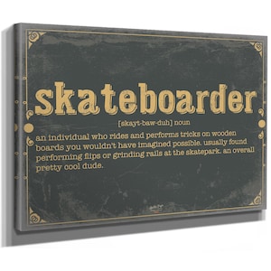 Skateboarder Word Definition Wall Art - Gift for Skateboarder Dictionary Artwork