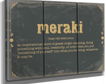 Meraki Word Definition Wall Art - Gift for Meraki Dictionary Artwork