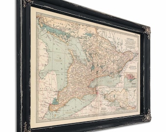 Framed Canada Vintage Map - Ornate Embellishment Frame with Print