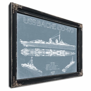 USS Bache (DD-470) Blueprint Wall Art - Original Destroyer Print